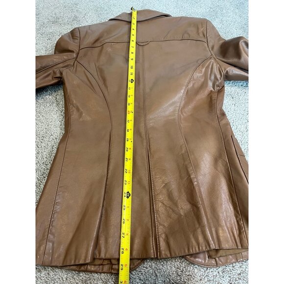 Vintage Etienne Aigner Genuine Leather Brown Blazer Jacket Accent Womens Size 10 - Picture 4 of 7